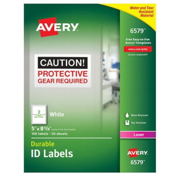 Image for Avery® White Trueblock Technology Permanent Id Label 5" X 8-1/8" Box Of 100 from HD Supply