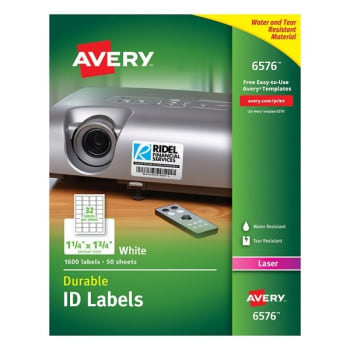 Avery® White TrueBlock Technology Permanent ID Label 1-1/4" x 1-3/4" Box Of 1,600