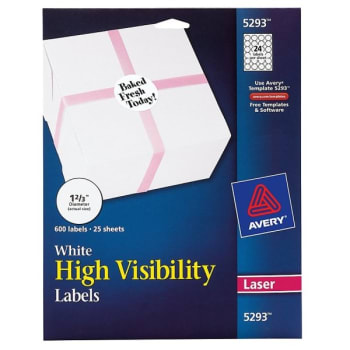 Avery® White High-Visibility Laser Permanent Id Label 1-2/3" Dia Package Of 600