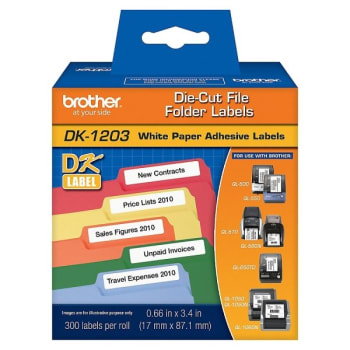 Brother® White Die-Cut File Folder Label Package Of 300