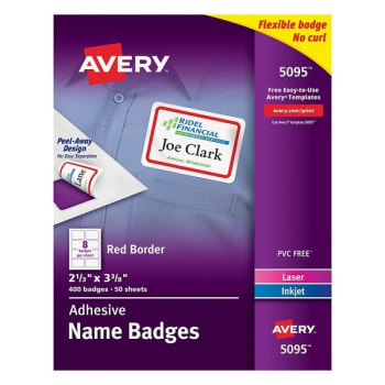 Image for Avery® White/Red Flexible Self-Adhesive Name Badge Label from HD Supply