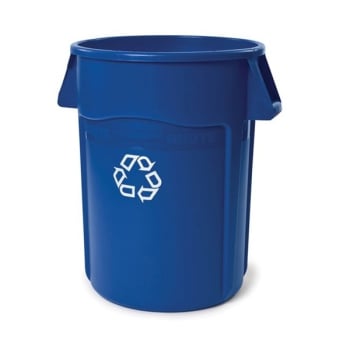 Image for Rubbermaid Brute 44 Gal Blue Round Vented Recycling Trash Can (4-Pack) from HD Supply