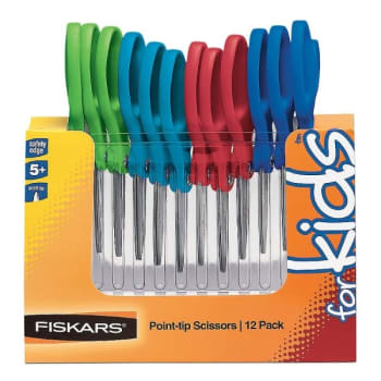 Image for Fiskars® Assorted Stainless Steel Point Scissor For Kids 5" (12-Pack) from HD Supply
