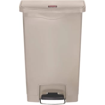 Image for Rubbermaid Slim Jim 13 Gallon Front Step-On Resin Trash Can (Beige) from HD Supply