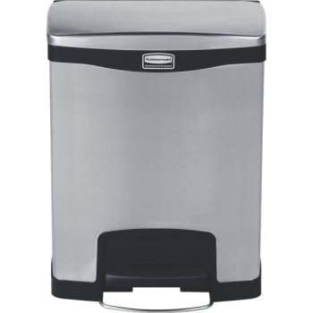 Image for Rubbermaid Slim Jim 8 Gallon Front Step-On Stainless Steel Trash Can (Black) from HD Supply