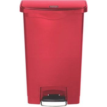 Image for Rubbermaid Slim Jim 13 Gallon Front Step-On Resin Trash Can (Red) from HD Supply