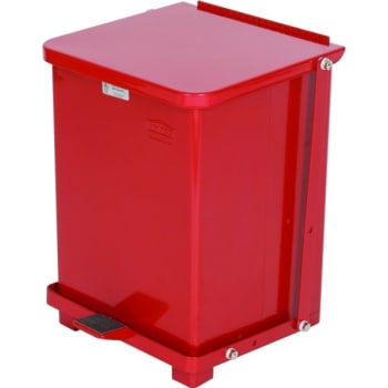Image for Rubbermaid Defenders 7 Gallon Step-On Trash Can (Red) from HD Supply