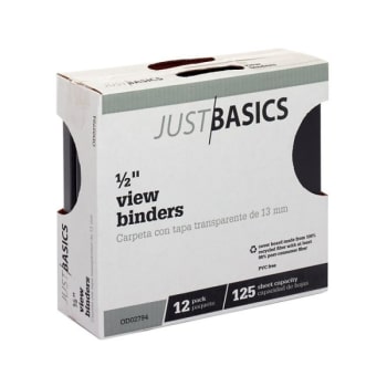 Image for Just Basics Black 1/2" Round Ring View Binder Package Of 12 from HD Supply
