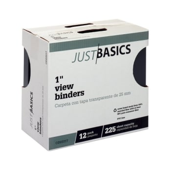 Just Basics Black 1" Round Ring View Binder Package Of 12