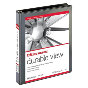 Office Depot® Black Durable 1" Round Ring View Binder