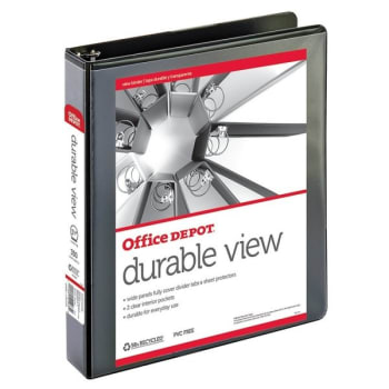 Office Depot® Black Durable View 1-1/2" Round Ring Binder