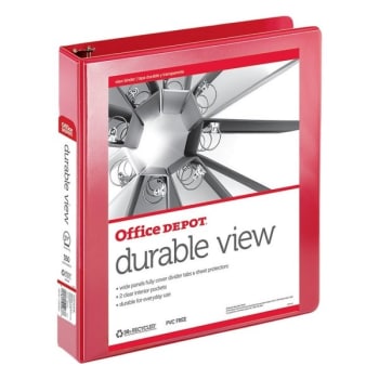 Office Depot® Red Durable View 1-1/2" Round Ring Binder