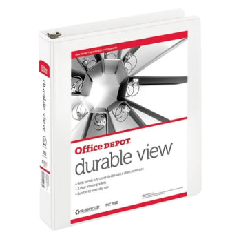 Office Depot® White Durable View 1-1/2" Round Ring Binder