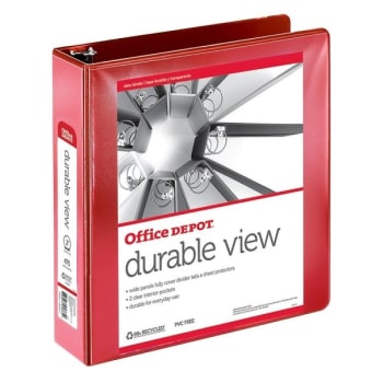Office Depot® Red Durable View 2" Round Ring Binder