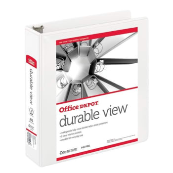 Office Depot® White Durable View 2" Round Ring Binder