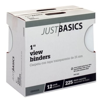 Image for Just Basics White 1" Round Ring Recycled View Binder Package Of 12 from HD Supply
