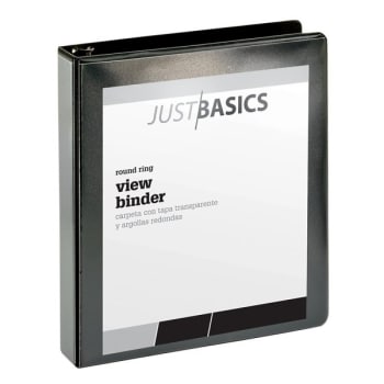 Image for Just Basics Black 1-1/2" Round Ring Recycled View Binder from HD Supply