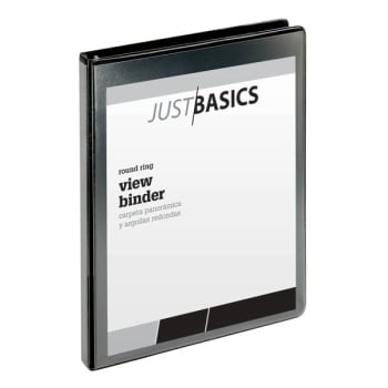 Image for Just Basics Black 1/2" Round Ring Recycled View Binder from HD Supply