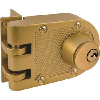 Image for Defender Security Jimmy-Resistant Deadlock Brass Color, Angle, Double Cylinder from HD Supply