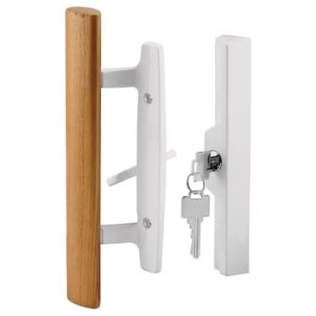 Patio Dr Le Set, 3-15/16in , Wood Pull, Wt, Mortise, Key