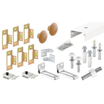 Slide-Co Bi-Fold Closet Dr Track Kit Roll-Form Stl Track Wt 4-Panel