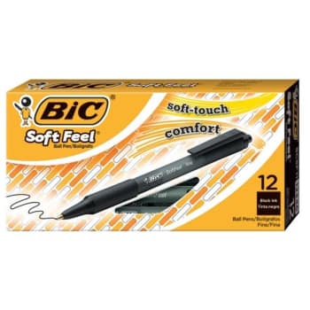 Image for Bic® Soft Feel Black W/black Barrel Retractable Ballpoint Pen 0.8mm (12-Pack) from HD Supply