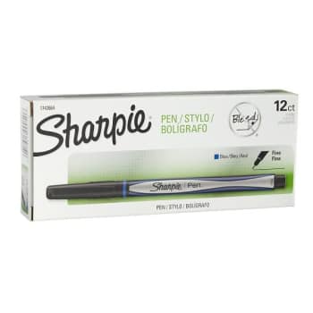 Image for Sharpie® Blue W/black Barrel Water-Resistant Fine Point Stick Pen 0.3mm, (12-Pack) from HD Supply