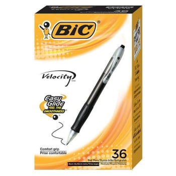 Image for BIC® Velocity® Black W/Black Barrel Medium Retractable Ballpoint Pen 1mm (36-Pack) from HD Supply