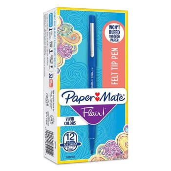 Image for Paper Mate® Flair Blue/Blue Medium Porous Point Pen 1mm (12-Pack) from HD Supply