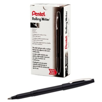 Pentel® Black Medium Point Rolling Writer Pen 0.8mm, Package Of 12