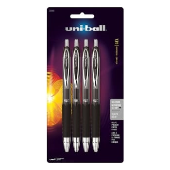 Uni-Ball® Signo Gel 207 Black W/clear Barrel Retractable Gel Pen .7mm, Box Of 8