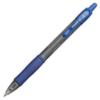 Pilot G-2 Blue/Clear Bold Point Retractable Gel Pen 1mm, Package Of 12