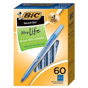 BIC® Round Stic® Blue  Medium Point Ballpoint Pen 1mm, Package Of 120