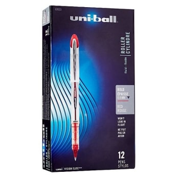 Image for Uni-Ball® Vision Elite Red W/white Barrel Bold Point Rollerball Pen .8mm (12-Pack) from HD Supply