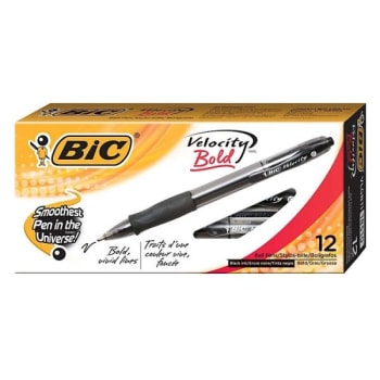 BIC® Gel-Ocity® Black Bold Point Ballpoint Pen 1.6mm, Package Of 12