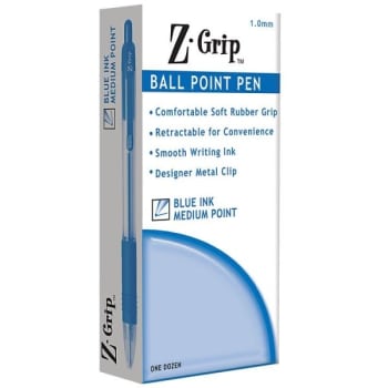 Zebra® Z-Grip® Blue W/clear Barrel Retractable Ballpoint Pen 1mm, Box Of 24