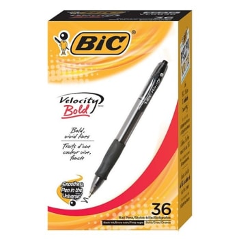 Image for BIC® Velocity® Black W/Translucent Barrel Bold Point Ballpoint Pen 1.6mm (36-Pack) from HD Supply