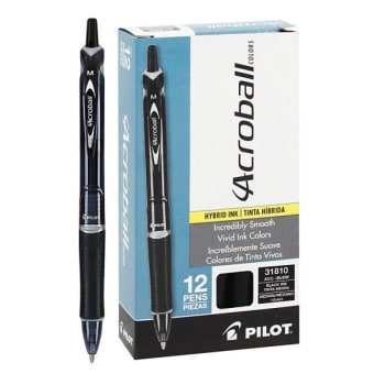 Image for Pilot Acroball Black/Black Barrel Retractable Hybrid Gel Pen 1mm, Package Of 12 from HD Supply