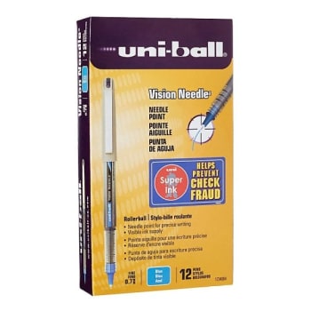 Image for Uni-Ball® Vision Blue W/Gray Barrel Fine Point Rollerball Pen 0.7mm (12-Pack) from HD Supply