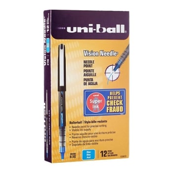 Image for Uni-Ball® Vision Blue W/Black Barrel Micro Point Rollerball Pen .5mm (12-Pack) from HD Supply