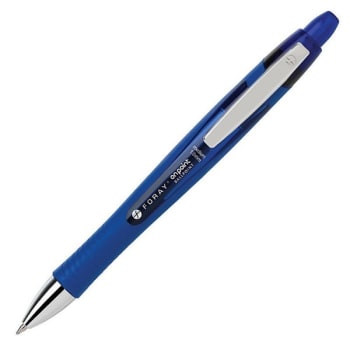 Foray® Blue Medium Point Retractable Ballpoint Pen W/Grip 1mm, Box Of 12