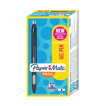 Paper Mate® InkJoy® Black/Black Medium Point Gel Pen 0.7mm (12-Pack)