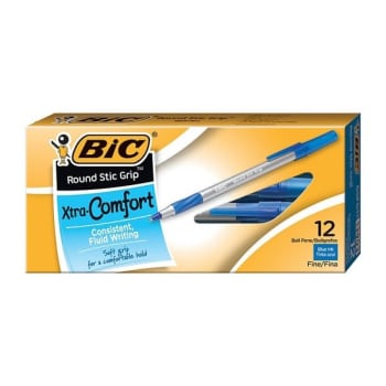 Image for BIC® Round Stic® Grip Blue Extra-Comfort Ballpoint Pen .8mm, Package Of 12 from HD Supply