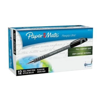 Image for Paper Mate® FlexGrip Ultra Black W/Gray Barrel Medium Ballpoint Pen 1mm 12Pk from HD Supply