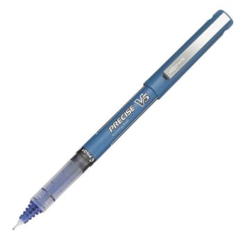 Pilot Precise V5 Blue/Blue Extra Fine Point Rollerball Pen 0.5mm, Package Of 12