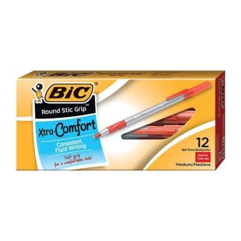 Image for Bic® Round Stic® Grip Red W/white Barrel Extra-Comfort Ballpoint Pen 1.2mm 48/bx from HD Supply