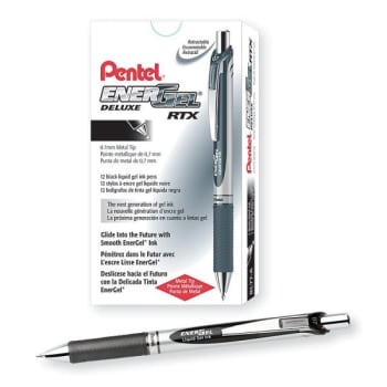 Pentel® Energel™ Rtx Black Retractable Liquid Gel Pen 0.7mm, Package Of 12