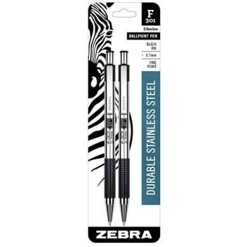 Image for Zebra® F-301® Black W/Stainless Steel Barrel Ballpoint Pen .7mm, Box Of 4 from HD Supply