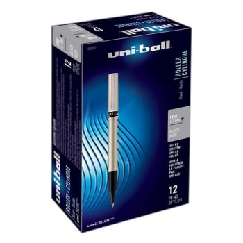 Image for Uni-Ball® Black W/gold Barrel Fine Point Deluxe Rollerball Gel Pen 0.7mm (12-Pack) from HD Supply