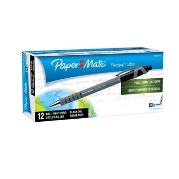Image for Paper Mate® FlexGrip Ultra Black/Black Retractable Pen 1mm (12-Pack) from HD Supply